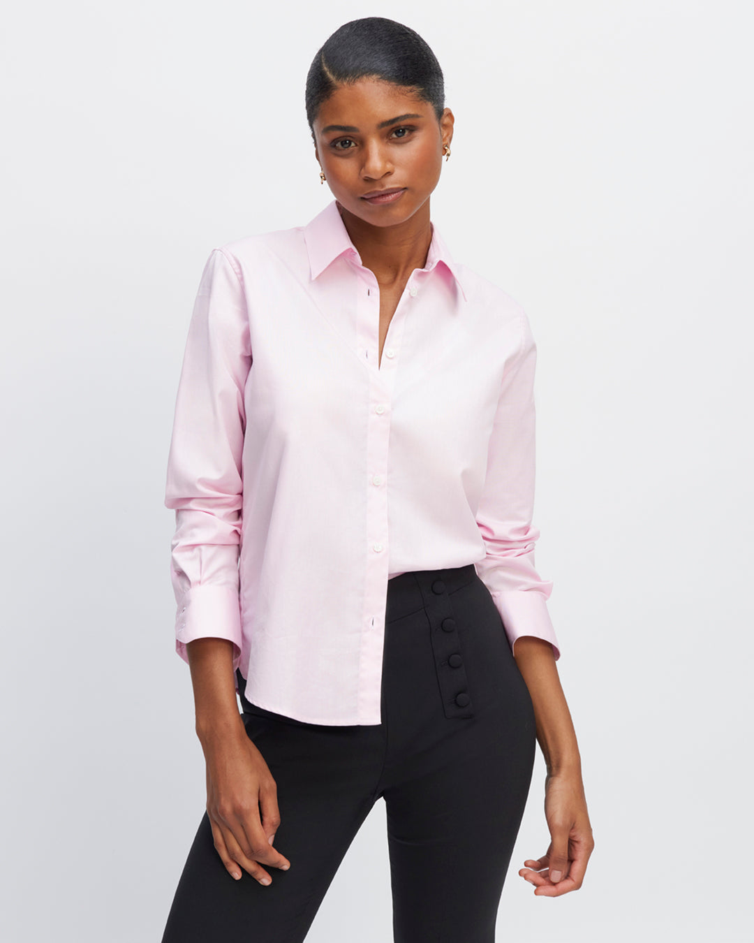 Trousers-waistcoat-black-High-waist-Cut-flair-evasee-aux-chevilles-Decoration-boutons-covered-asymetrical-Zip-cote-17H10-women's-waistcoats-paris-3