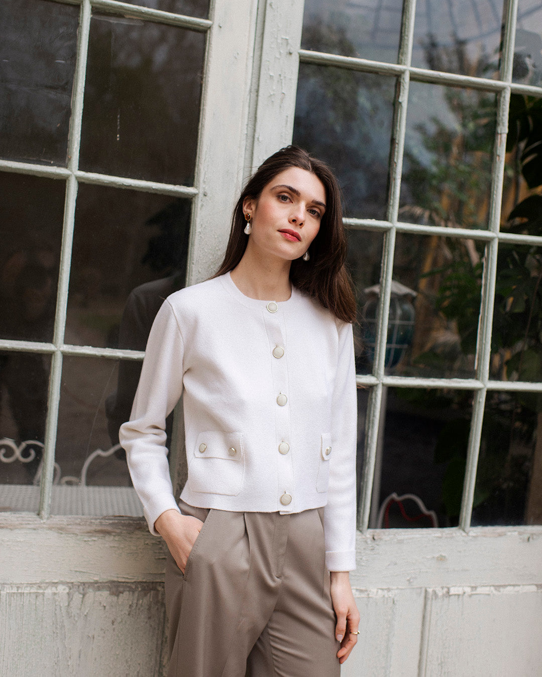 formal-wear-women's-waistcoat-large-pants-taupe-cardigan-cashmere-ecru-1
