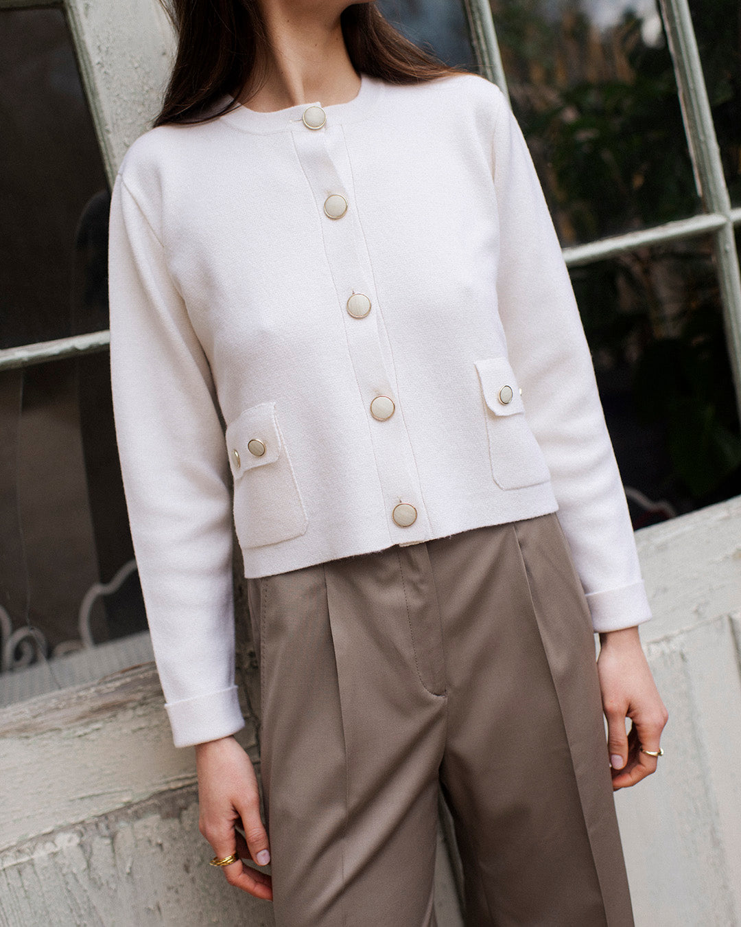formal-wear-women's-waistcoat-large-pants-taupe-cardigan-cashmere-ecru-1