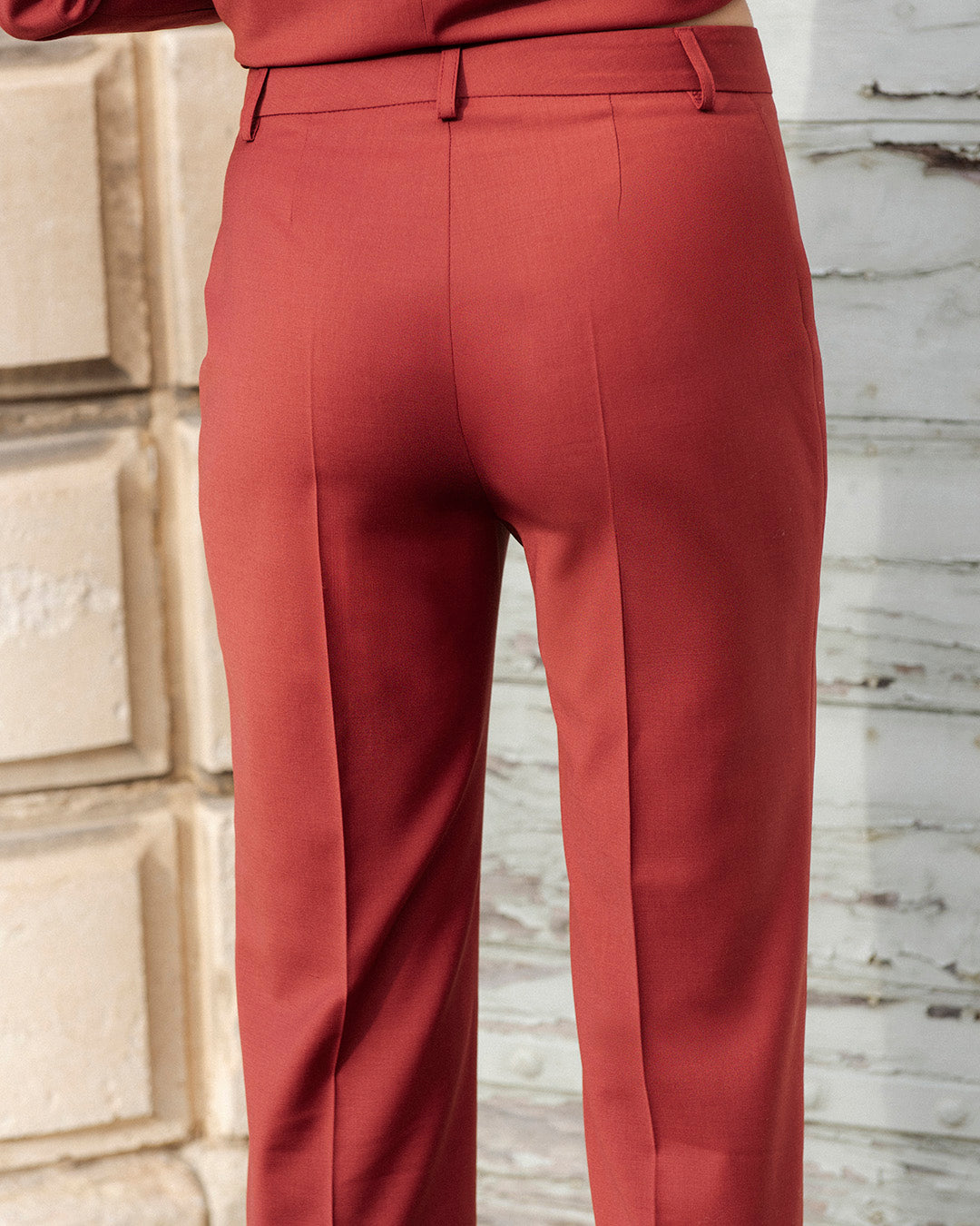 women's-dress-suit-straight-trousers-terracotta-cropped-jacket-ceremony-wedding-office-