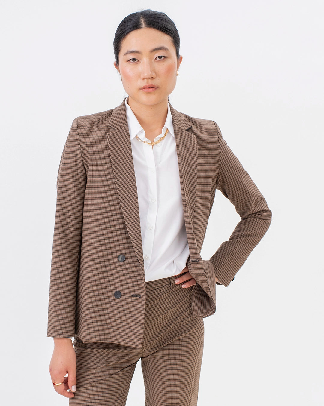 women's double-breasted suit-jacket-chic-and-elegant-houndstooth-pattern-beige-made-in-europe-