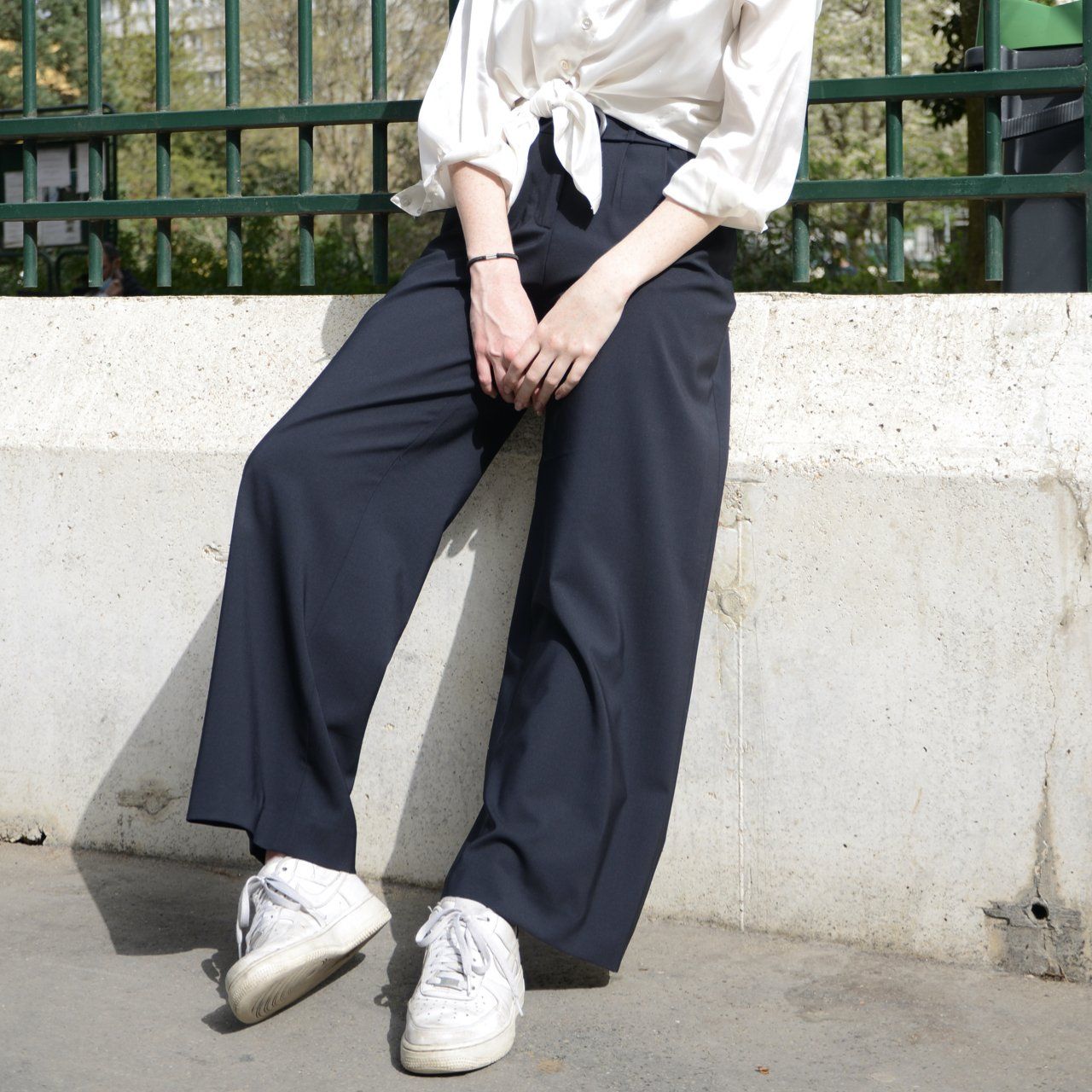 17H10 women's wide palazzo pants suit