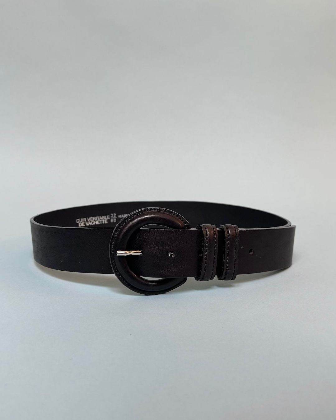 Ceinture cuir noir boucle cuir noire - Clara