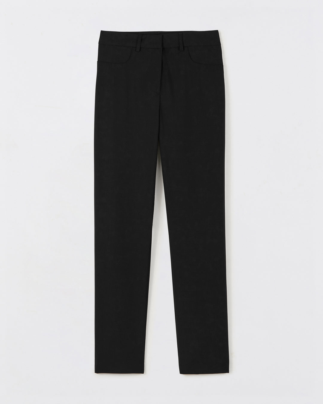 Pantalon-tailleur-noir-Coupe-cigarette-Taille-mi-haute-Fausses-poches-cavalières-avant-Poches-passepoilées-arrières-Passant-ceinture-17H10-tailleurs-pour-femme-paris-