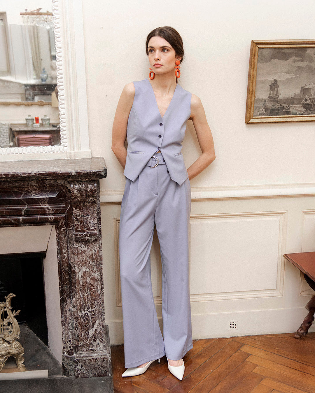 Pantalon large Panama - Brume