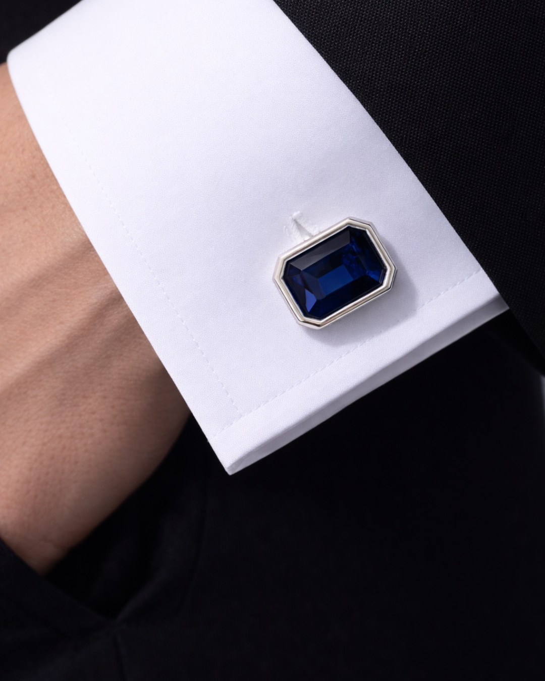 Bontons de manchettes - Argentés et marine