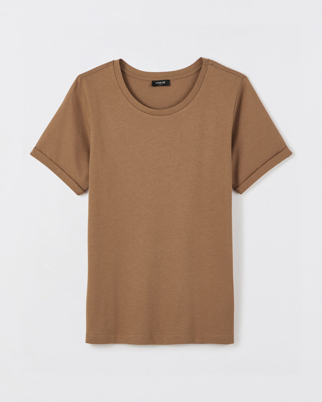 Camel Robe T Shirt Col V T-shirt Coton Camel