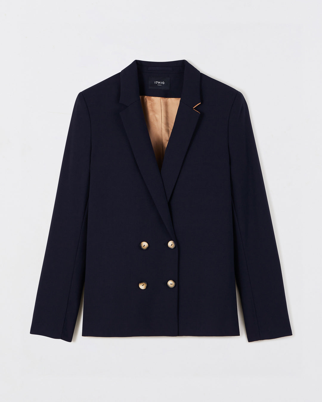 17H10-veste-boston-bleu-nuit-intemporel-incontournable-blazer-classe-chic-elegant-workwear-streetstyle-01Veste-tailleur-croisee-bleu-marine-quatre-boutons-Longueur-mi-fesses-Coupe-droite-Entierement-doublée-Drap-de-laine-tres-doux-et-thermoregulateur-Matiere-provenant-dun-grand-drapier-italien-17H10-tailleurs-pour-femme-paris-