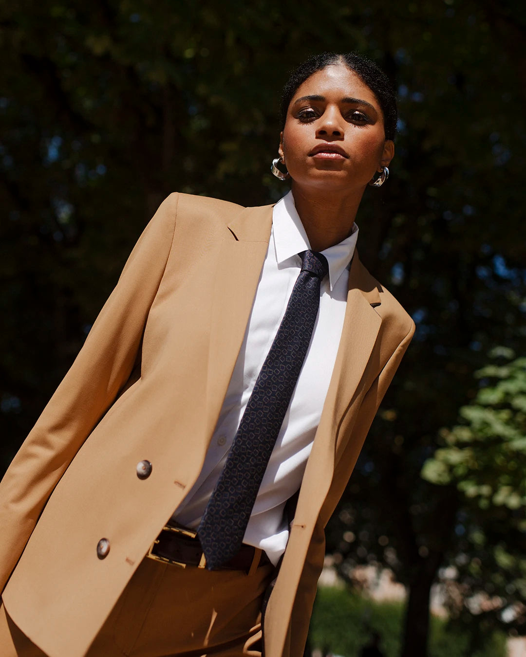 Veste de tailleur pour femme croisée Camel