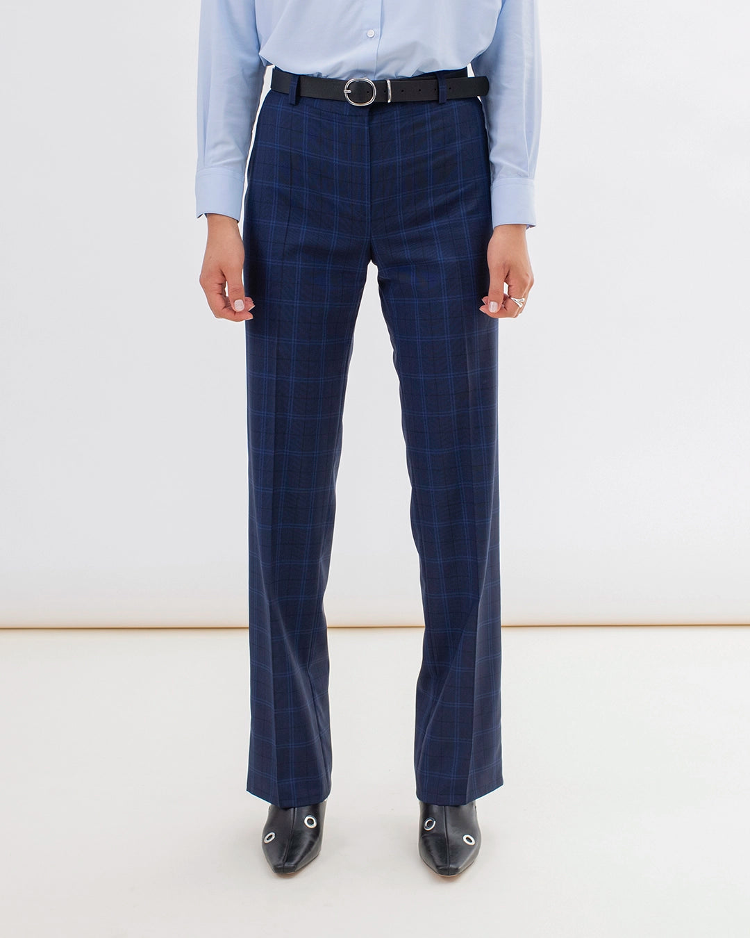 pantalon-de-tailleur-pour-femme-tartan-bleu-coupe-flair-drap-de-laine-qualité-supérieur-made-in-europe-