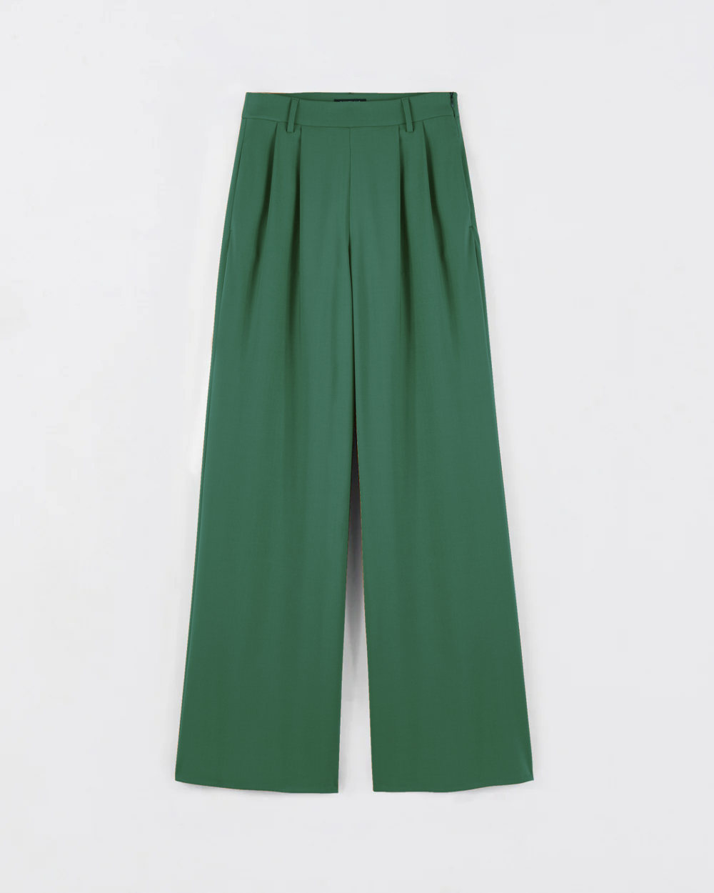 Pantalon de tailleur large vert émeraude pour femme, parfait pour une tenue d’invitée de mariage