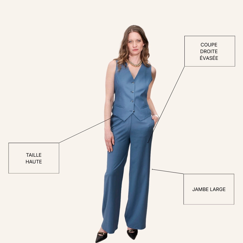 pantalon tailleur coupe large équilibrant les hanches femme costume pour femme