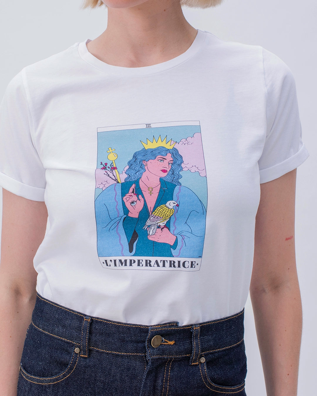 17h10_tshirt_tailleurfemme_tarot_imperatrice_marseille_cotonbiologique_gots_colore_confortable_matierenaturelle_ethique_decontracte_dessin