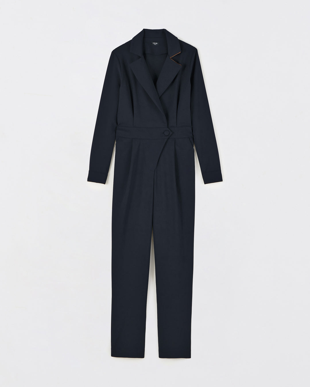 Navy-blue jumpsuit-suit-collar-suit-Material-very-comfortable-Button-on-button-on-belt-Marked-waist-cut-very-flattering-Light-feminine-decollete-17H10-suits-for-women-paris-