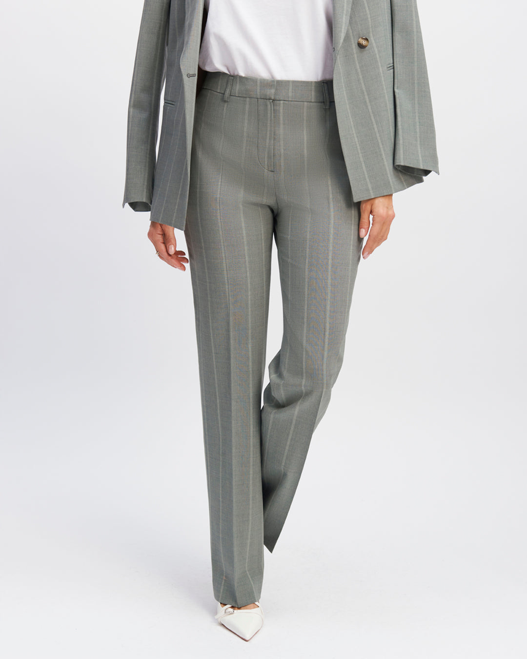 "Straight-cut-high-waist-lined-front-zip-close-with-hook-17H10-suit-for-women-paris-"