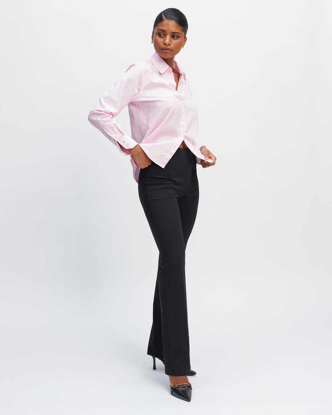 Trousers-waistcoat-black-High-waist-Cut-flair-evasee-aux-chevilles-Decoration-boutons-covered-asymetrical-Zip-cote-17H10-women's-waistcoats-paris-3