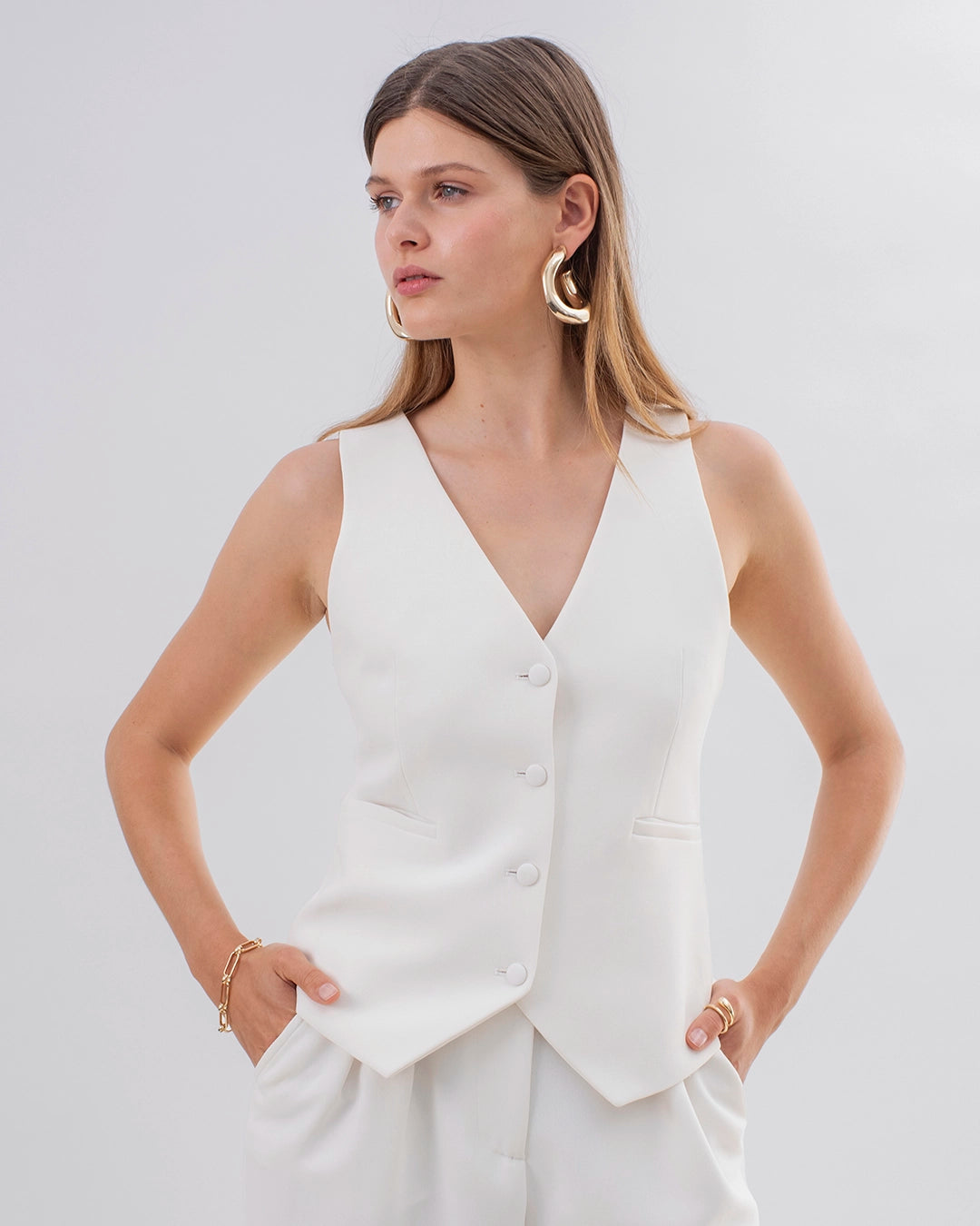 Sleeveless vest Lisbon - White