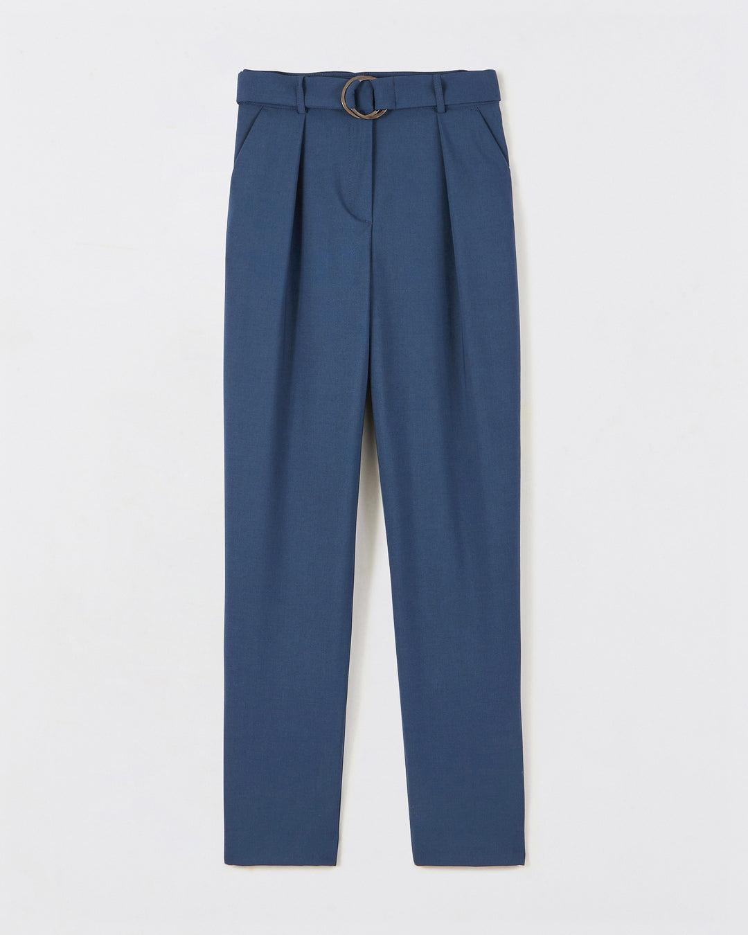 Tailored trousers-blue-grey-Cut-7-8th-waist-high-Ply-under-belt-Two-pockets-Italian-belt-assorted-tone-on-tone-17H10-tailored-trousers-for-women-paris-