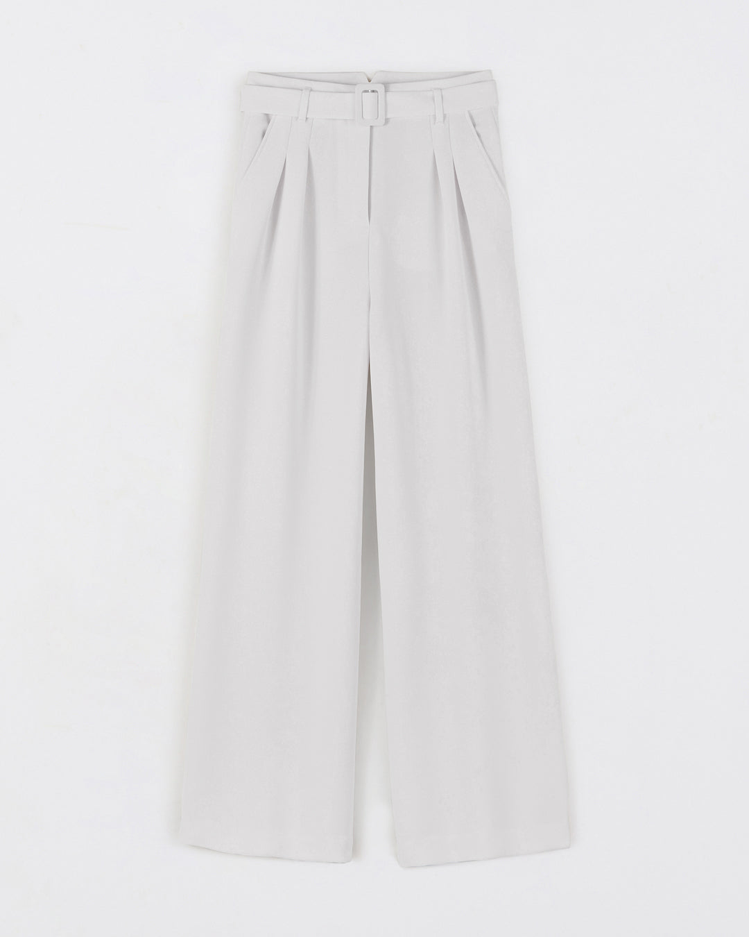 Tailleur blanc - veste ceinturée & pantalon palazzo