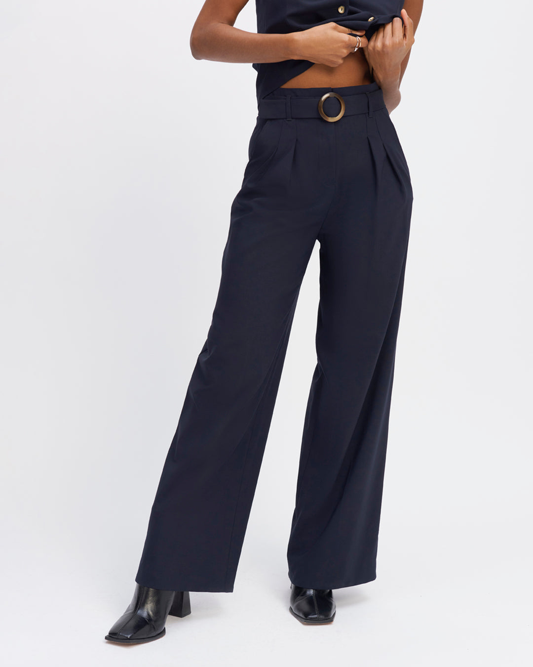 Pantalon palazzo bleu shops marine