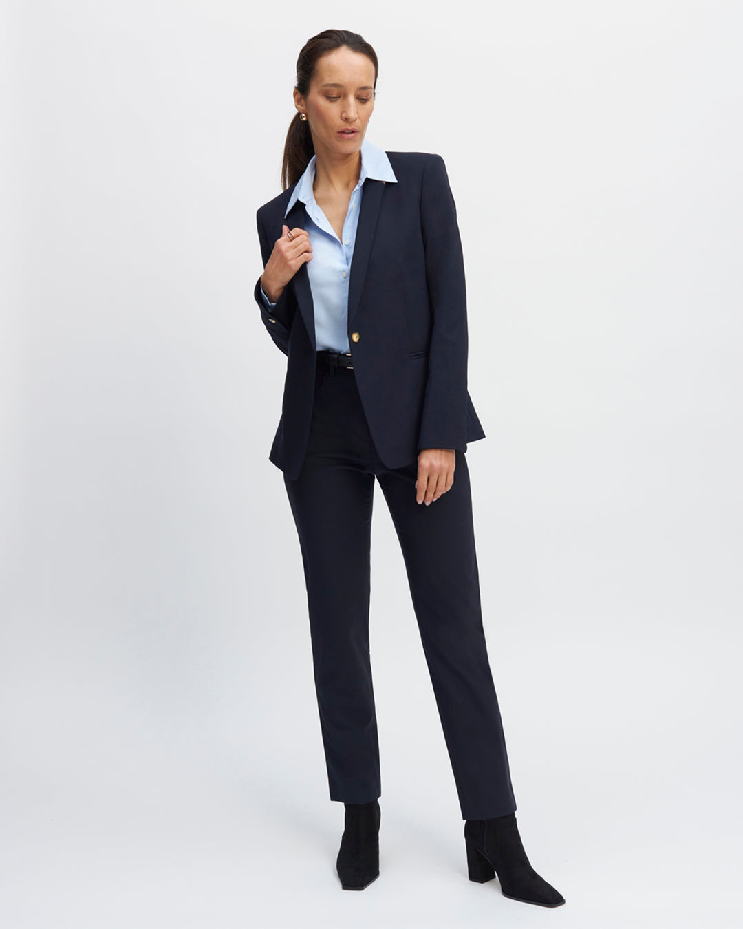 Tailleur bleu marine - veste blazer & pantalon cigarette