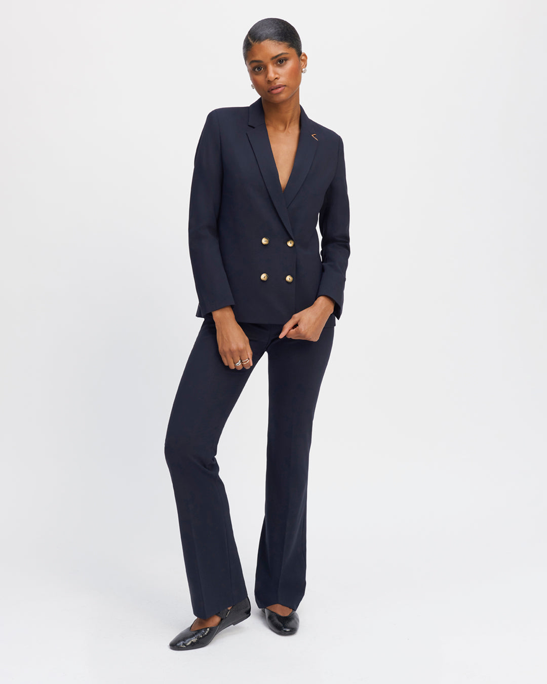 Pantalon tailleur femme flare Bleu Marine