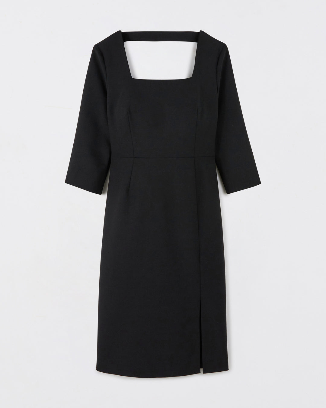 robe-noire-coupe-cintree-longueur-genou-fente-legere-17H10-tailleurs-pour-femme-paris-