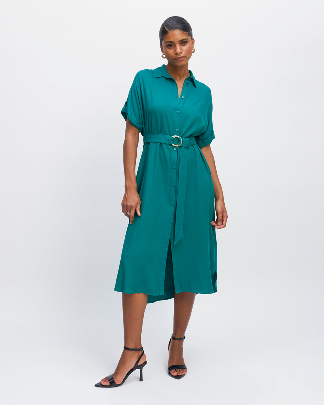 Dress-long-green-Collar-blouse-Cut-right-Length-under-the-knee-Belt-ton-on-ton-17H10-tailors-for-women-paris-