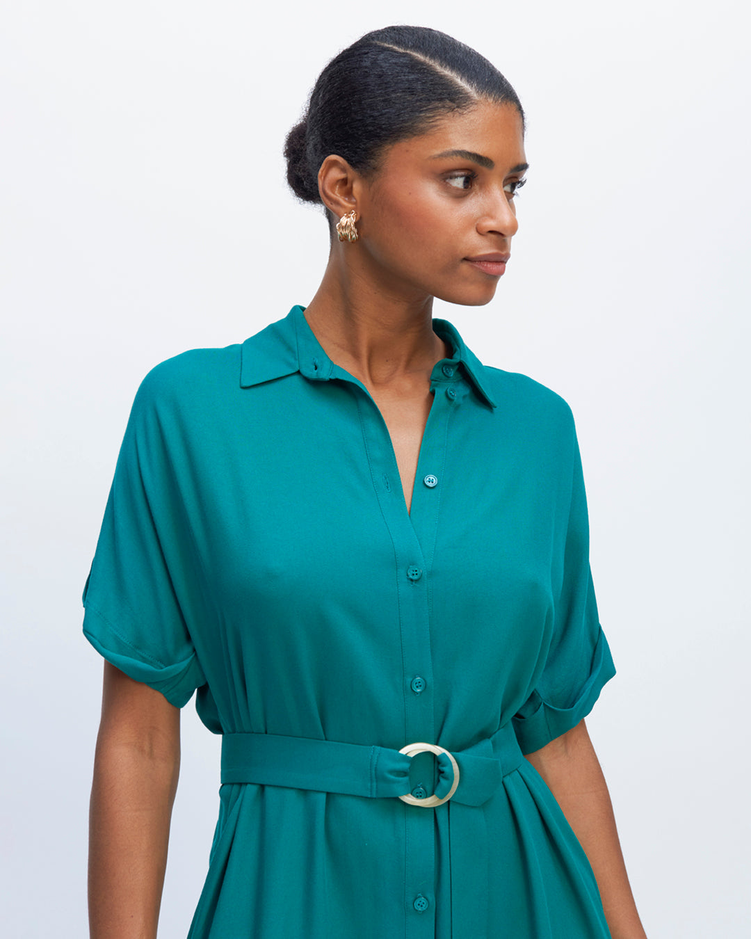 Dress-long-green-Collar-blouse-Cut-right-Length-under-the-knee-Belt-ton-on-ton-17H10-tailors-for-women-paris-
