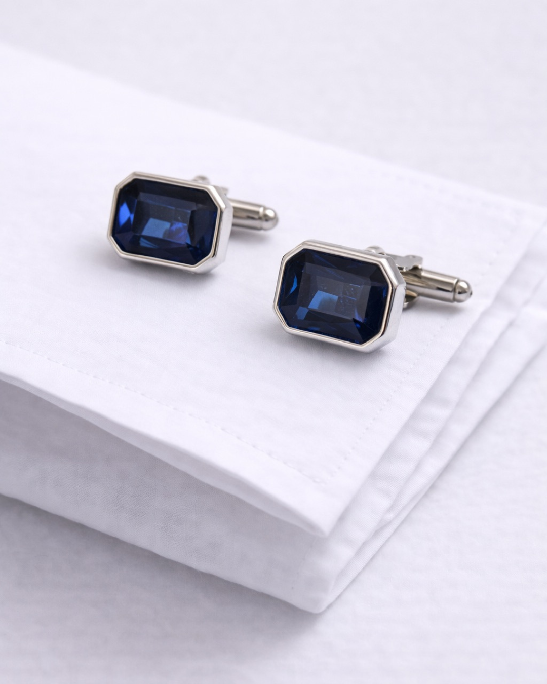 Bontons de manchettes - Argentés et marine