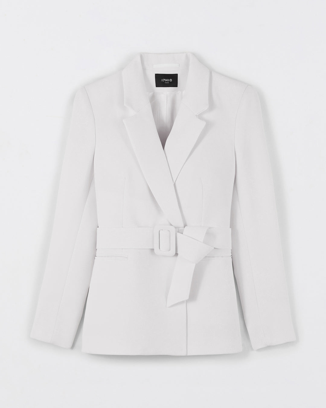 Tailleur blanc - veste ceinturée & pantalon palazzo