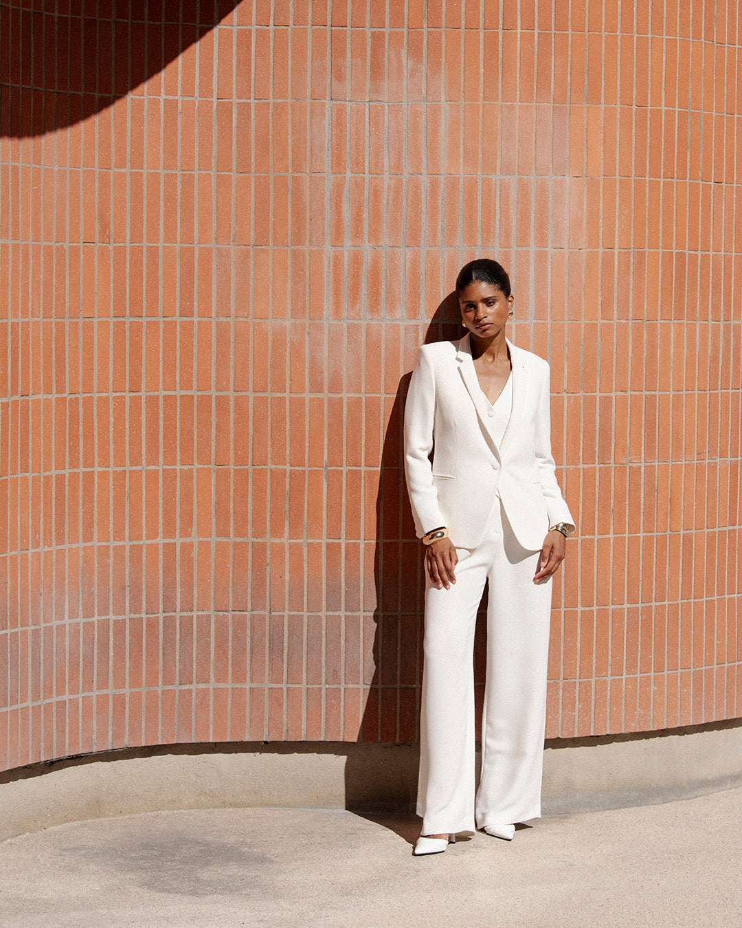 Pantalon palazzo Panama - Blanc