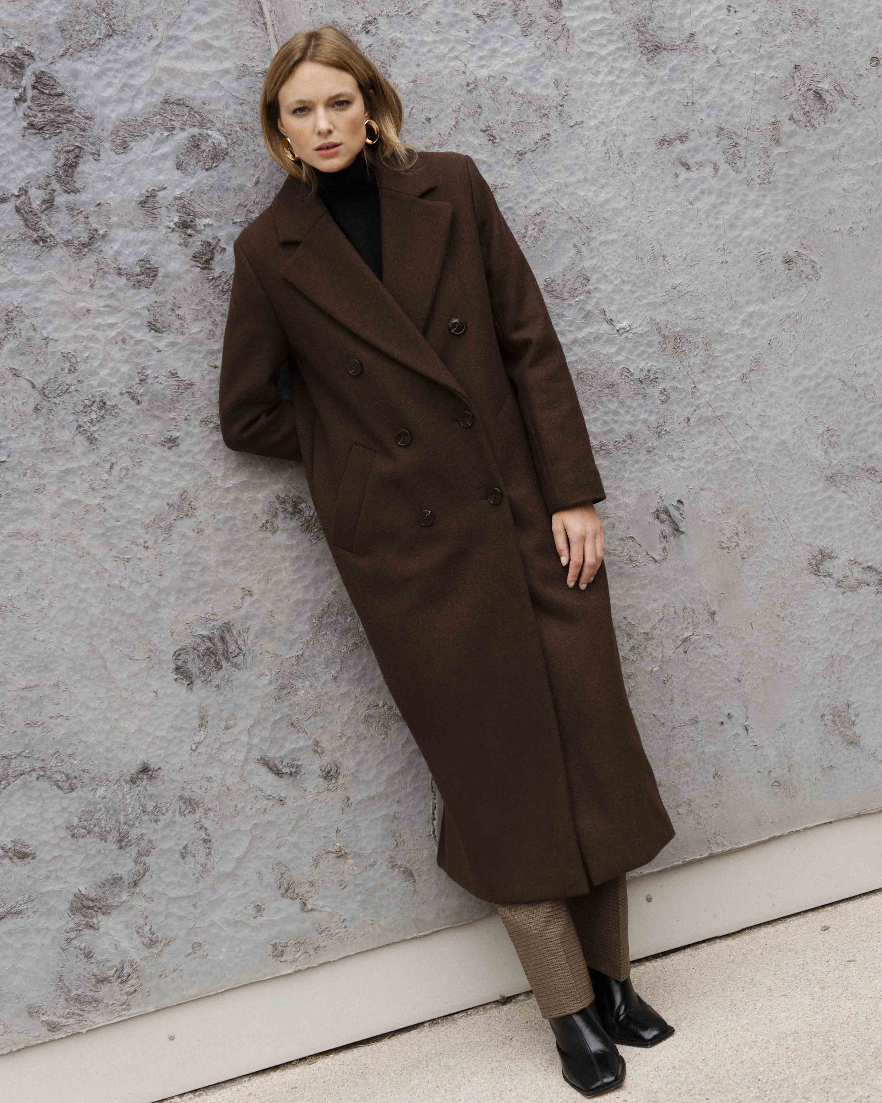 Manteau long femme Marron