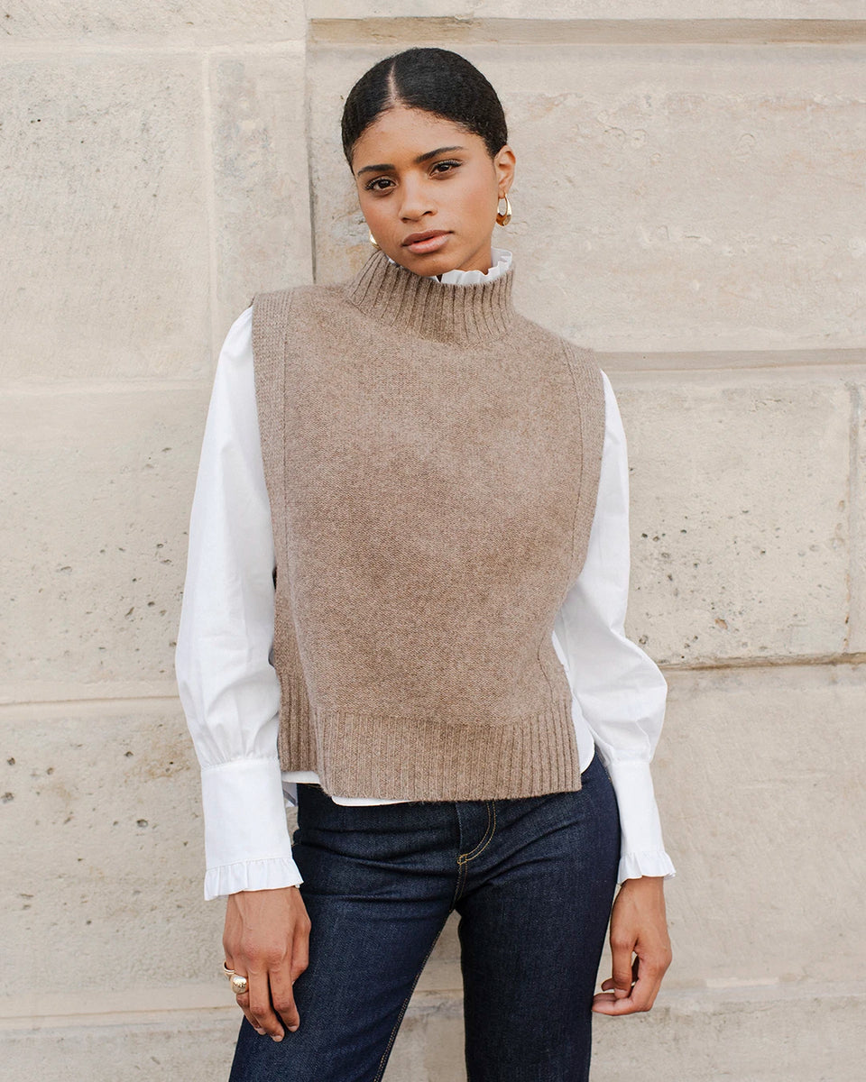 Sleeveless sweater - Taupe