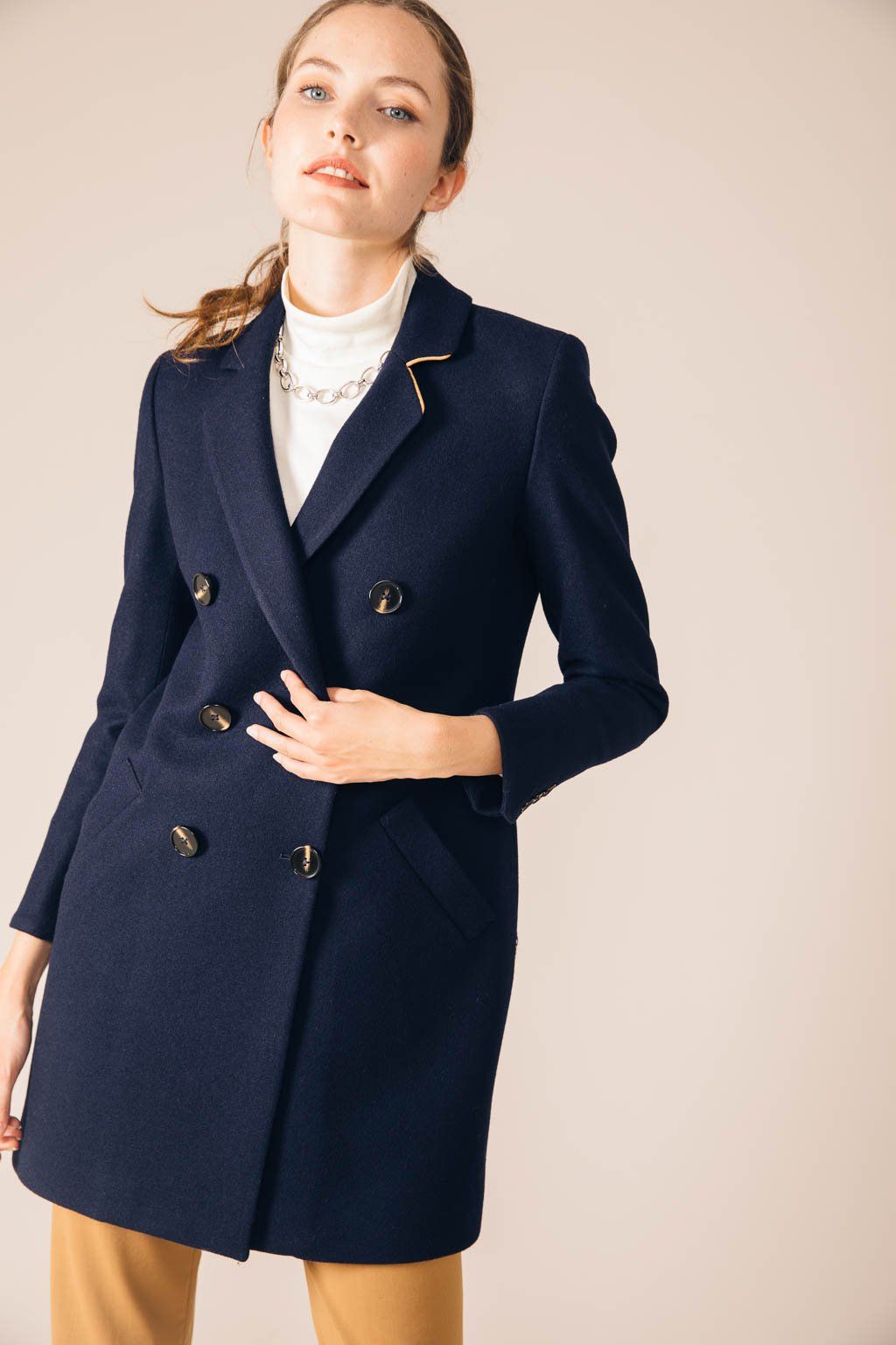 Manteau ceinturé en laine hopsack - Prêt-à-porter de luxe, Femme 1ABQVJ