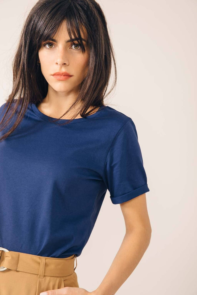 17H10 Paris t-shirt femme coton bio bleu marine responsable éthique GOTS chic casual