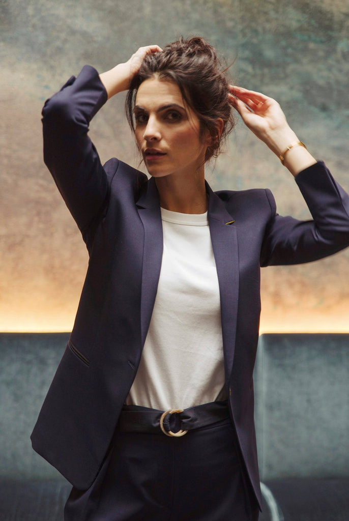 17H10 Paris tailleur femme veste blazer bleu marine chic élégant éthique responsable matière naturelle